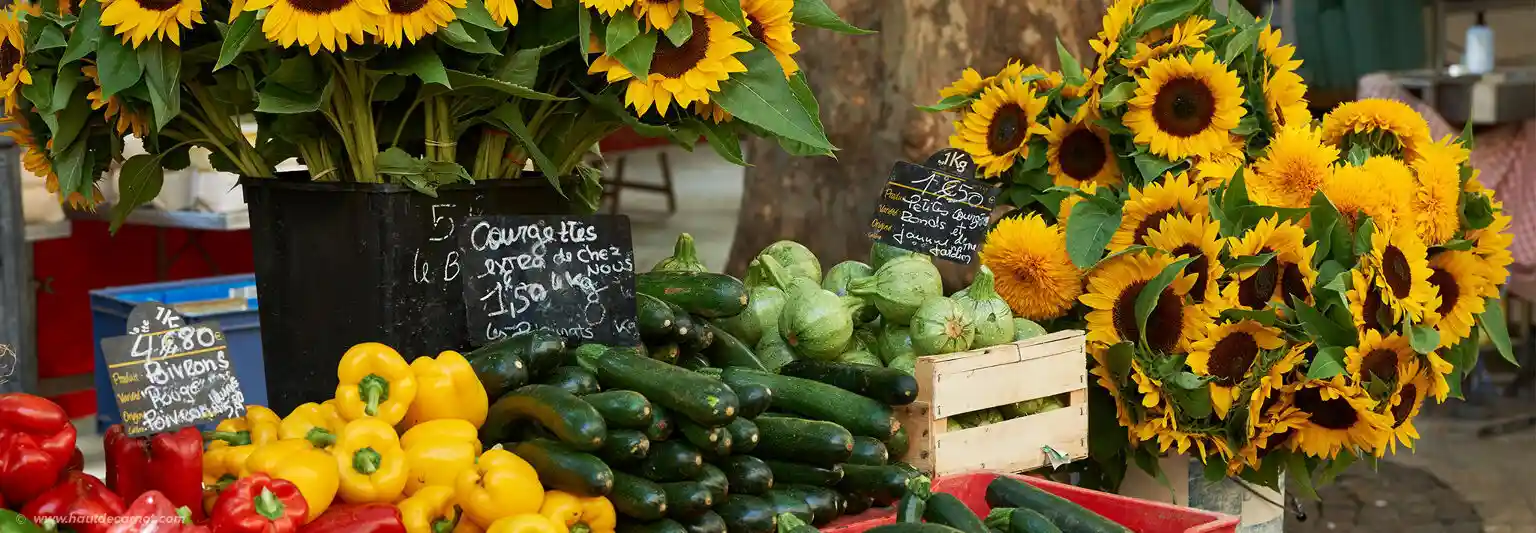 Seasonal fruits and vegetables everyday at the farmers' market
